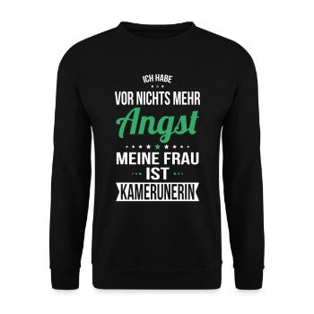 My wife is Cameroonian - gift idea humor - Unisex Sweatshirt - black - Front - Alina (178cm) & Michal (187cm)