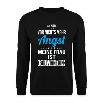 My wife is Bolivian - gift idea humor - Unisex Sweatshirt - black - Front - Alina (178cm) & Michal (187cm)