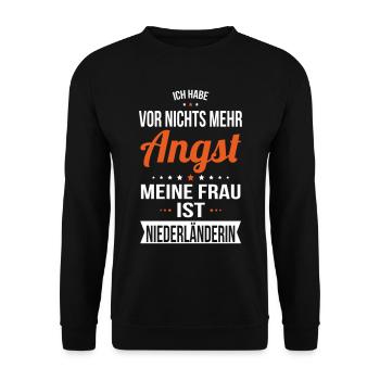 My wife is Dutch - gift idea humor - Unisex Sweatshirt - black - Front - Alina (178cm) & Michal (187cm)