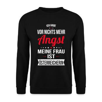 My wife is Austrian - gift idea humor - Unisex Sweatshirt - black - Front - Alina (178cm) & Michal (187cm)