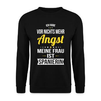 My Wife Is Spanish - Gift Idea Humor - Unisex Sweatshirt - black - Front - Alina (178cm) & Michal (187cm)