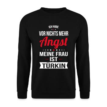 Ma femme est turque - Idée cadeau humour - Sweat-shirt Unisexe - noir - Devant - Alina (178cm) & Michal (187cm)