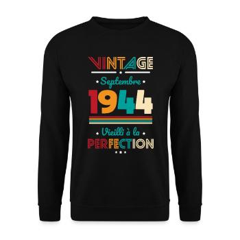 80 Years Anniversary - Vintage - September 1944 - Unisex Sweatshirt - black - Front - Alina (178cm) & Michal (187cm)