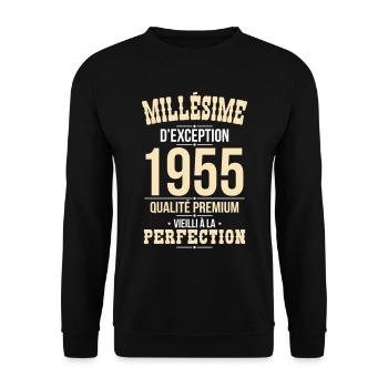 Anniversaire 70 ans - Millésime d'Exception 1955 - Sweat-shirt Unisexe - noir - Devant - Alina (178cm) & Michal (187cm)