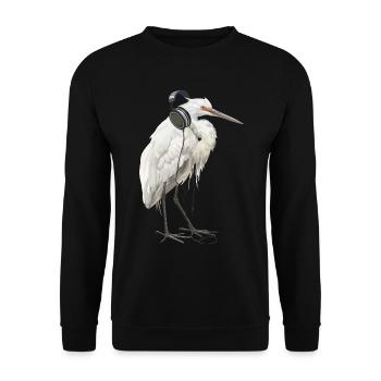 Reiher Vogel - Unisex Pullover - Schwarz - Vorne - Alina (178cm) & Michal (187cm)