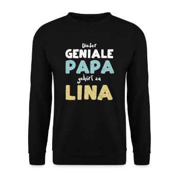 Dieser Geniale Papa Gehört Zu Lina - Unisex Pullover - Schwarz - Vorne - Alina (178cm) & Michal (187cm)