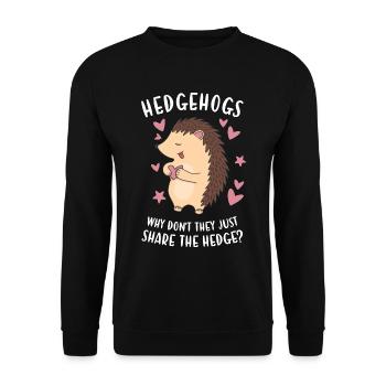 Why Don't They Just Share The Hedge? hedgehog - Unisex Sweatshirt - black - Front - Alina (178cm) & Michal (187cm)
