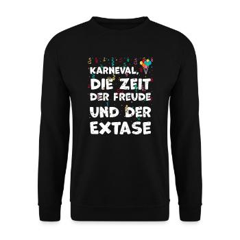 Karneval, die Zeit der Freude un... - Unisex Pullover - Schwarz - Vorne - Alina (178cm) & Michal (187cm)