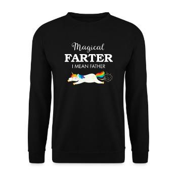 Magical Farter Vatertag Einhorn Papa - Unisex Pullover - Schwarz - Vorne - Alina (178cm) & Michal (187cm)