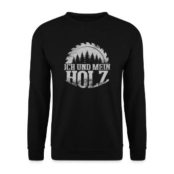 Ich und mein Holz - Unisex Pullover - Schwarz - Vorne - Alina (178cm) & Michal (187cm)