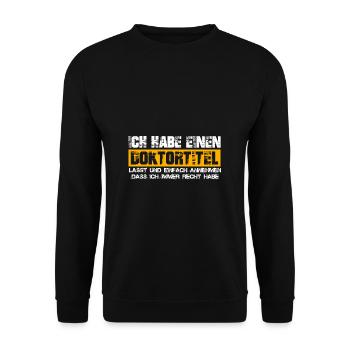Doktortitel Besserwisser Universität Humor Spruch - Unisex Pullover - Schwarz - Vorne - Alina (178cm) & Michal (187cm)