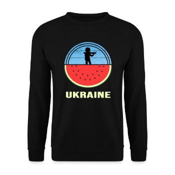 Cherson UKRAINE Oblast Kherson Wassermelone - Unisex Pullover - Schwarz - Vorne - Alina (178cm) & Michal (187cm)