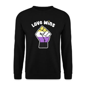 Love Wins Nonbinary Pride Fist for Equality - Unisex Sweatshirt - black - Front - Alina (178cm) & Michal (187cm)