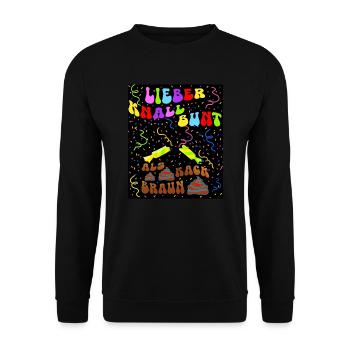 Lieber knallbunt als kackbraun - Unisex Pullover - Schwarz - Vorne - Alina (178cm) & Michal (187cm)