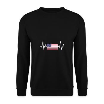 Mon cœur bat pour les Etats Unis - Sweat-shirt Unisexe - noir - Devant - Alina (178cm) & Michal (187cm)