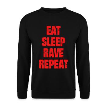 Techno - techno music - eat, sleep, rave, repeat - Unisex Sweatshirt - black - Front - Alina (178cm) & Michal (187cm)