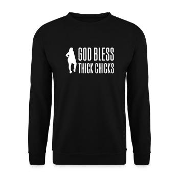 Gott Segne Dicke Frauen - Unisex Pullover - Schwarz - Vorne - Alina (178cm) & Michal (187cm)