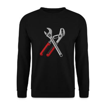 Tool Wrench Pliers - Unisex Sweatshirt - black - Front - Alina (178cm) & Michal (187cm)