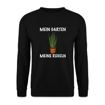 Mein Garten meine Regeln Garten - Unisex Pullover - Schwarz - Vorne - Alina (178cm) & Michal (187cm)