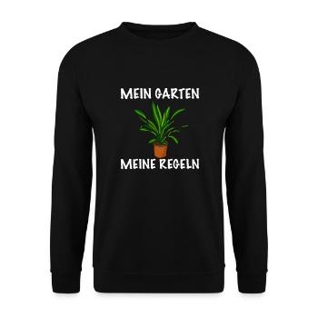 Mein Garten meine Regeln Garten - Unisex Pullover - Schwarz - Vorne - Alina (178cm) & Michal (187cm)