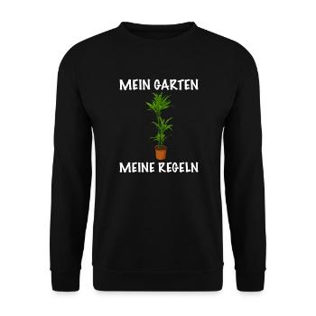 Mein Garten meine Regeln Garten - Unisex Pullover - Schwarz - Vorne - Alina (178cm) & Michal (187cm)