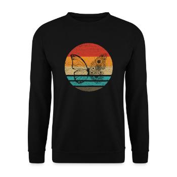 Papillon Retro Style Vintage - Sweat-shirt Unisexe - noir - Devant - Alina (178cm) & Michal (187cm)