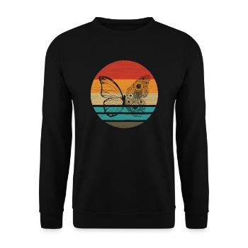 Papillon Retro Style Vintage - Sweat-shirt Unisexe - noir - Devant - Alina (178cm) & Michal (187cm)