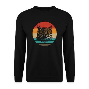 Eule Retro Style Vintage - Unisex Pullover - Schwarz - Vorne - Alina (178cm) & Michal (187cm)