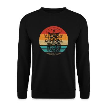 Piraten Schädel Retro Style Vintage - Unisex Pullover - Schwarz - Vorne - Alina (178cm) & Michal (187cm)