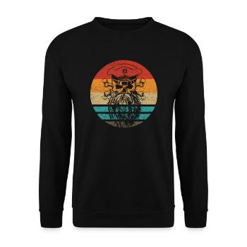 Piraten Schädel Retro Style Vintage - Unisex Pullover - Schwarz - Vorne - Alina (178cm) & Michal (187cm)