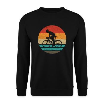 Rennradfahrer Retro Style Vintage - Unisex Pullover - Schwarz - Vorne - Alina (178cm) & Michal (187cm)