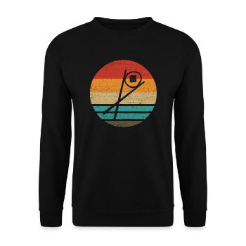 Sushi Chopsticks Sake Maki Retro Style Vintage - Unisex Sweatshirt - black - Front - Alina (178cm) & Michal (187cm)