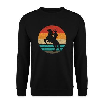 Cowboy Horse Pesade Retro Style Vintage - Unisex Sweatshirt - black - Front - Alina (178cm) & Michal (187cm)