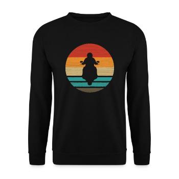 Motorradfahrer Retro Style Vintage - Unisex Pullover - Schwarz - Vorne - Alina (178cm) & Michal (187cm)