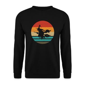 Witch's broom Helloween Retro Style Vintage - Unisex Sweatshirt - black - Front - Alina (178cm) & Michal (187cm)