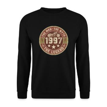 1997 Vintage Man Myth Legend Motorcycle Biker - Unisex Sweatshirt - black - Front - Alina (178cm) & Michal (187cm)