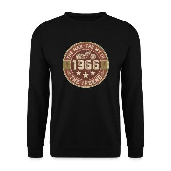 1966 Vintage Man Myth Legend Motorcycle Biker - Unisex Sweatshirt - black - Front - Alina (178cm) & Michal (187cm)