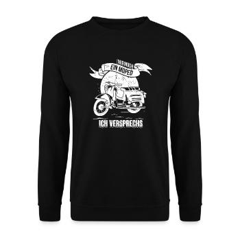 Ostalgie Schwalbe Simson Suhl Moped - mir reichts - Unisex Pullover - Schwarz - Vorne - Alina (178cm) & Michal (187cm)