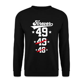 50. GEBURTSTAG FOREVER 49 - Unisex Pullover - Schwarz - Vorne - Alina (178cm) & Michal (187cm)