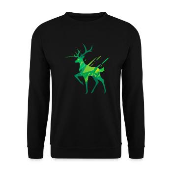 Cerf licorne vert - Sweat-shirt Unisexe - noir - Devant - Alina (178cm) & Michal (187cm)