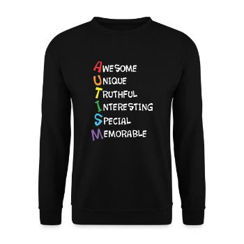 Impressionnant T-shirt Acrostic Awareness Awism - Sweat-shirt Unisexe - noir - Devant - Alina (178cm) & Michal (187cm)