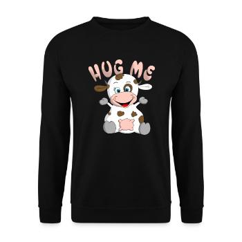 Hug me Kuh - Unisex Pullover - Schwarz - Vorne - Alina (178cm) & Michal (187cm)