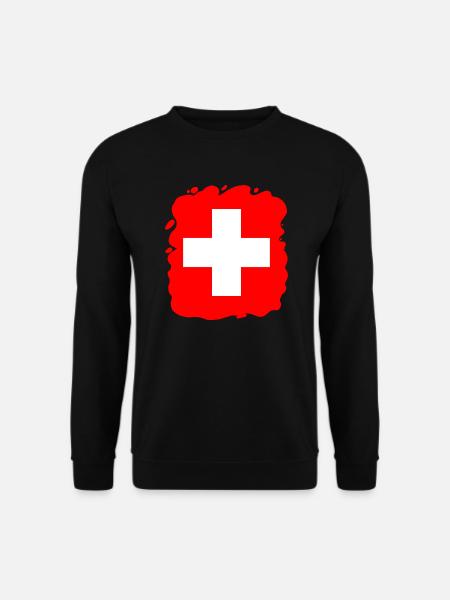Schweiz Flagge Vintage Kreuz Used Look Schweizer - Unisex Pullover - Schwarz