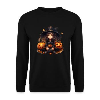 Halloween Pumpkin Witch - Unisex Sweatshirt - black - Front - Alina (178cm) & Michal (187cm)