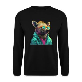 Hyena with sunglasses Colorful Cool hyenas Africa - Unisex Sweatshirt - black - Front - Alina (178cm) & Michal (187cm)