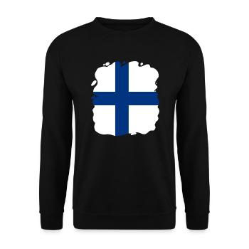 Finnland Flagge Suomi Finnische Fahne Used Look - Unisex Pullover - Schwarz - Vorne - Alina (178cm) & Michal (187cm)