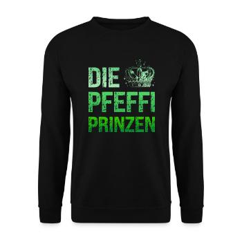 Die Pfeffi Prinzen Pfeffi Pfefferminz Likör JGA - Unisex Pullover - Schwarz - Vorne - Alina (178cm) & Michal (187cm)