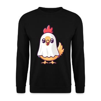 Hahn Halloween Comic Geist - Unisex Pullover - Schwarz - Vorne - Alina (178cm) & Michal (187cm)