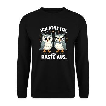 ich atme ein und raste aus lustige - Unisex Pullover - Schwarz - Vorne - Alina (178cm) & Michal (187cm)