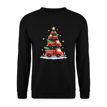 Lustiges Feuerwehrauto, Feuerwehrauto, Weihnachten - Unisex Pullover - Schwarz - Vorne - Alina (178cm) & Michal (187cm)